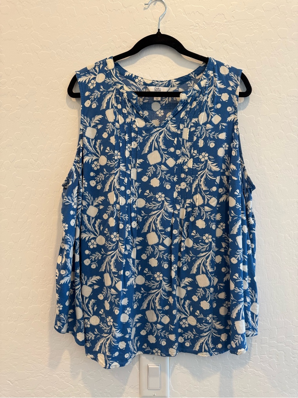 Croft & Barrow 2X Blue Floral Sleeveless Blouse Top